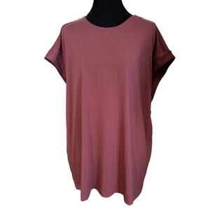 Athleta Shirt Womens XL Pink Modal Spandex Sleeveless Loose Scoop Neck Back Slit